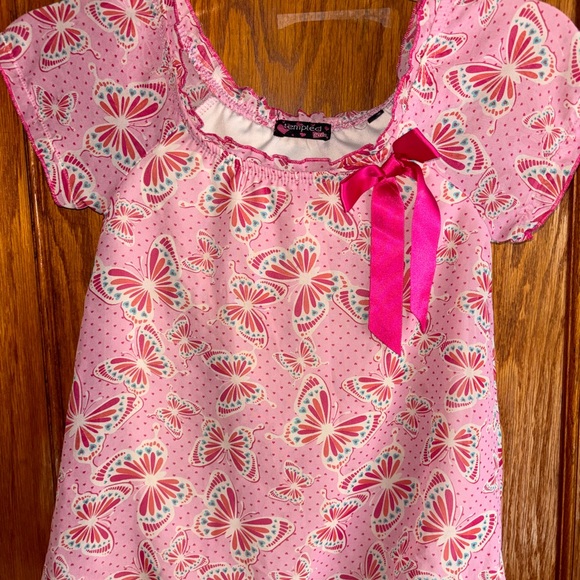 Tempted Pink Patterned Top with Bow - Picture 1 of 5